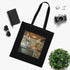 Cozy camper life tote bag in black cotton with retro camper illustration.