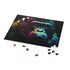 Vibrant neon gorilla watercolor puzzle with vivid colors and 120 pieces.