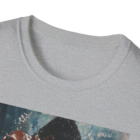 Pugilistic Prowess Boxer Portrait Charcoal Cotton Crew T-Shirt