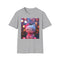 Charcoal cotton T-shirt featuring Hello Kitty's pastel enchanted forest design