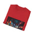 Charcoal cotton T-shirt with vibrant city night scene graphic