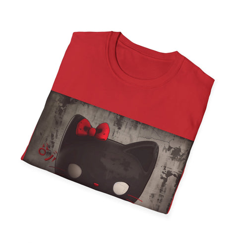 Kuromi dark kitty t-shirt, cotton crew neck in charcoal, regular fit.