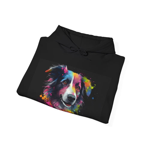 Smiling Collie Majesty Watercolor Navy Hoodie, Regular Fit Unisex Style