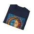 Charcoal mandala sun and moon t-shirt with soft breathable cotton fabric
