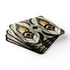 Square abstract art deco corkwood coaster set for kitchen desk.