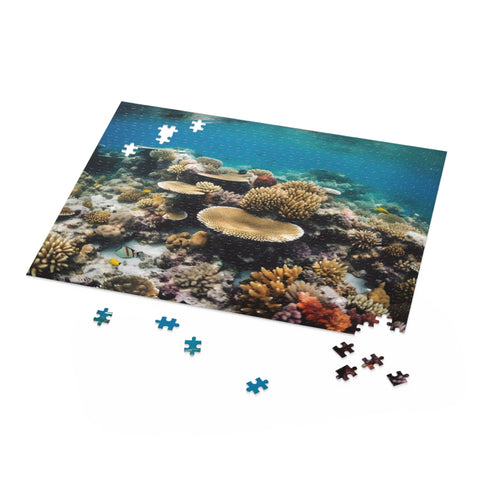 Colorful Great Barrier Reef Coral Jigsaw Puzzle with marine life.
