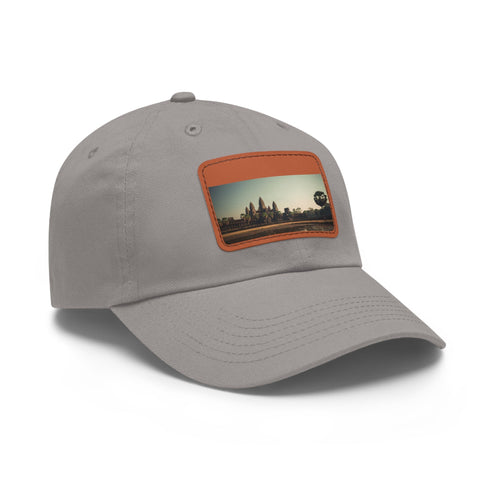 Angkor Wat Tribute Cap in White with Light Brown Patch.