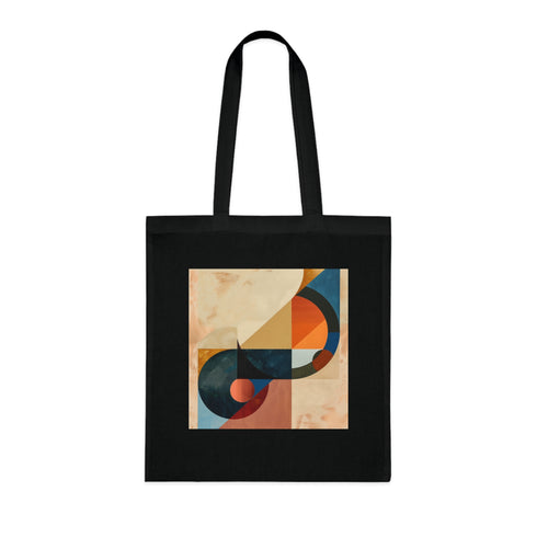 Geometric Fusion Tote Bag - Abstract Black Cotton Tote Bag