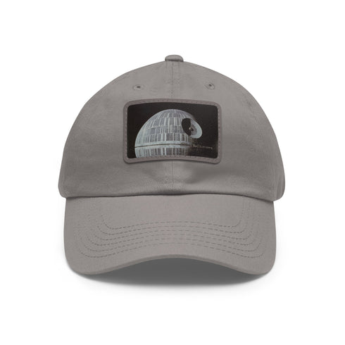 Galactic Empire Death Star baseball cap in white with light brown patch.