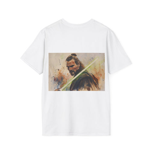 Legendary Jedi QuiGon Jinn shirt, charcoal cotton crew neck tee.