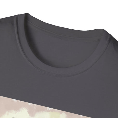 Charcoal panda-themed T-shirt featuring adorable tranquil bamboo feast design