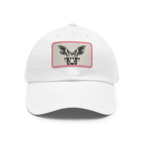 Stylish Kangaroo Cool Hipster Cap with Glasses, White Light Brown.
