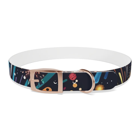 Vibrant fireworks pattern dog collar for festive pups.