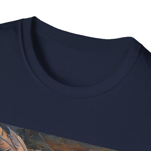 Steampunk owl cotton crew neck t-shirt in charcoal, size small.
