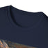 Steampunk owl cotton crew neck t-shirt in charcoal, size small.