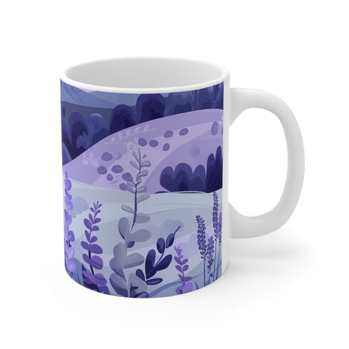 Lavender Bliss Ceramic 11oz Coffee Mug with Seamless Pattern
