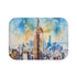 Watercolor Empire State Building bath mat, NYC-inspired home decor.