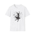 Charcoal cotton t-shirt with dancer silhouette and musical notes pattern