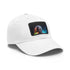 Vibrant neon cap with watercolor design and light brown patch.
