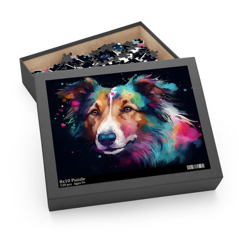 Collie jigsaw puzzle with vibrant colors and intricate details.