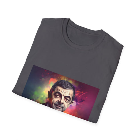 Charcoal cotton crew neck T-shirt with vibrant comic genius design