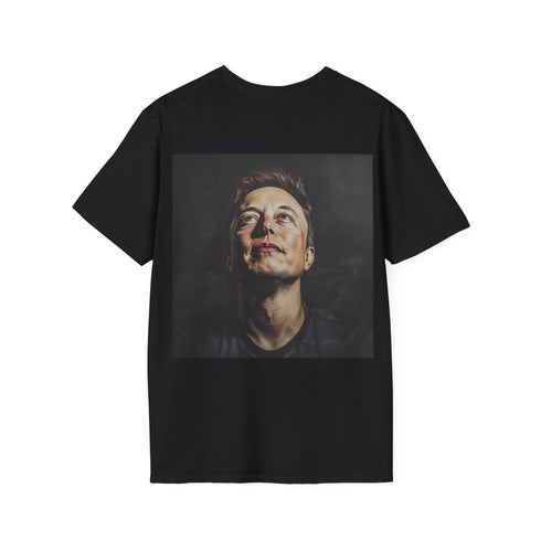 Galactic Visionary Elon Musk Tee, Charcoal, Crew Neck, Regular Fit.