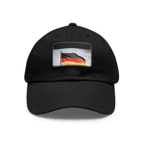 German flag baseball cap: red, black, gold colors, unisex, cotton material.