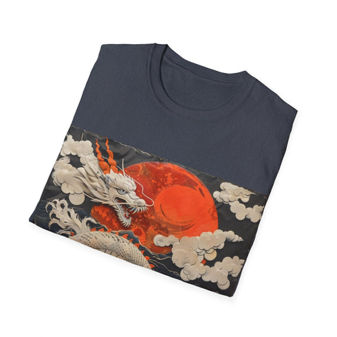 Majestic Japanese Dragon Flight Tee in Charcoal, Size S, Men's & Women's.