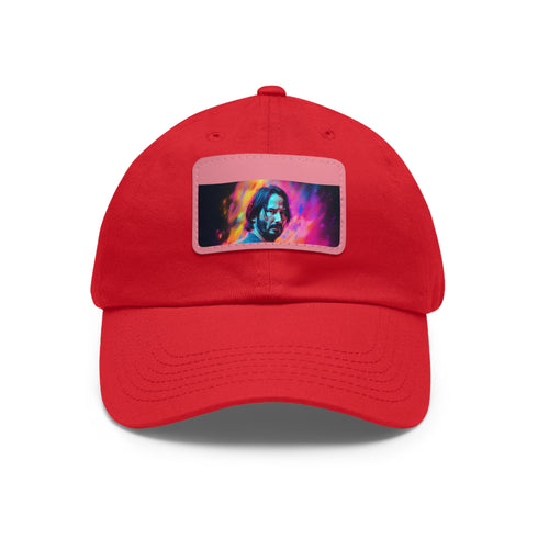 Neon watercolor baseball cap with Keanu Reeves design, unisex accessory.