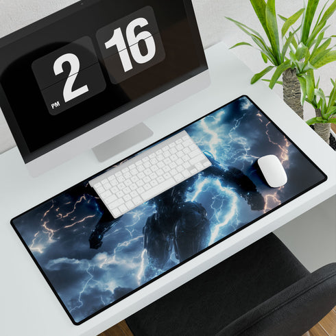 Mech Warrior under Lightning Storm Gaming XXL Extended Desk Mat