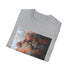 Charcoal cotton T-shirt with abstract smoke art design regular fit