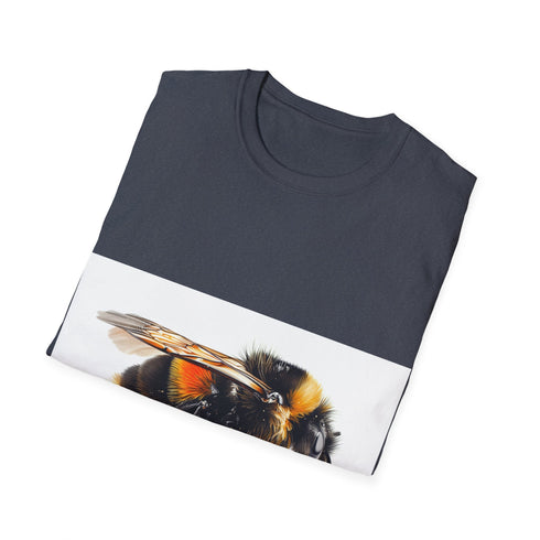 Charcoal crew neck t-shirt with vibrant watercolor bumblebee design