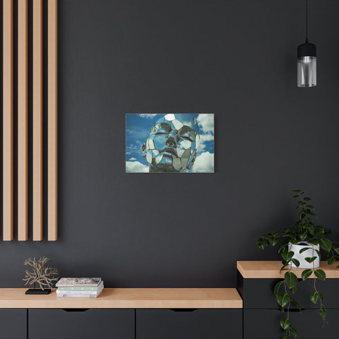Mirror Fragments Forming a Face in Sky Stretched Canvas Wall Art