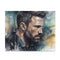 Vibrant watercolor Batman puzzle features Ben Affleck portrait, perfect for fans.