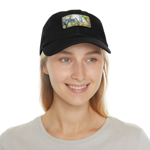 Central Park watercolor baseball cap in white with light brown patch