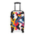 Abstract black suitcase set with bold seamless patterns for stylish travel.