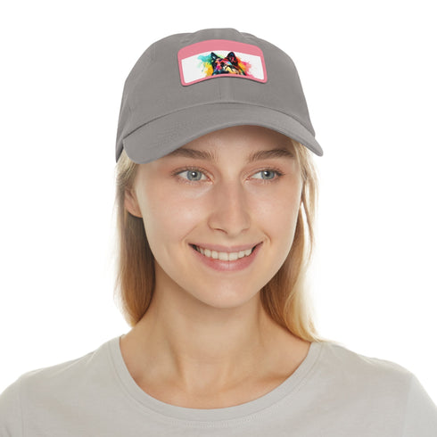 White German Shepherd Pup Baseball Cap with rectangle patch.