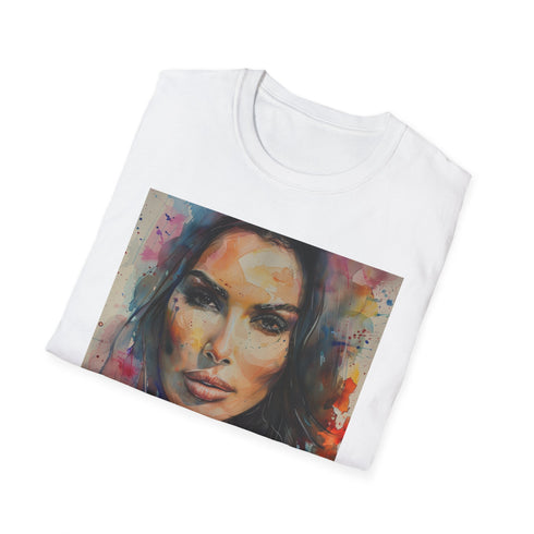Watercolor Kim Kardashian charcoal T-shirt cotton crew neck regular fit