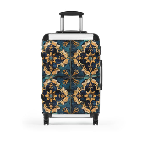 Artisan tile pattern travel bag in small black Wanderlust collection design.