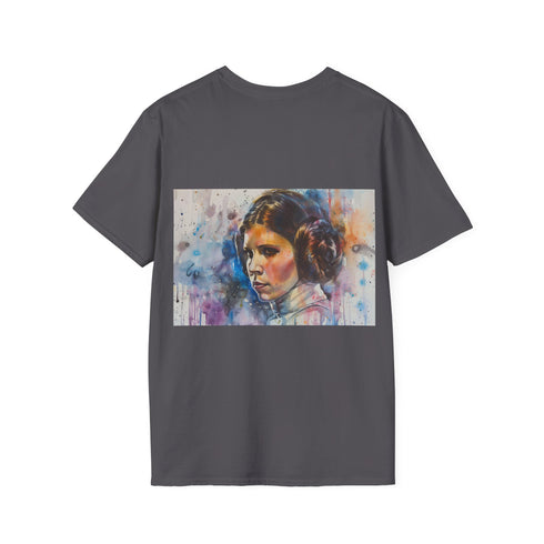 Galactic Goddess Leia Tee in Charcoal, Crew Neck T-Shirt, DTG Printing