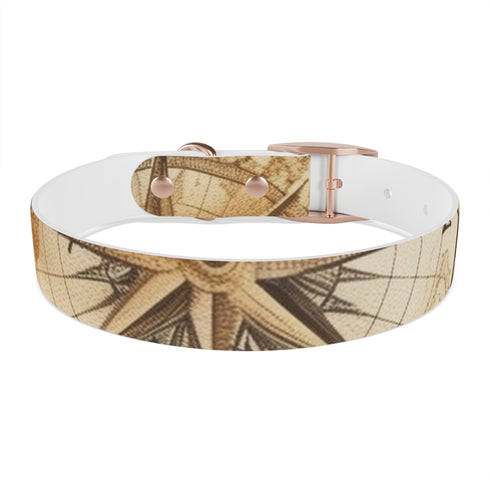 Vintage maps dog collar with seamless pattern for adventurous pups.