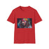 Charcoal cotton tee with vibrant watercolor Neon Radiance pirate design.