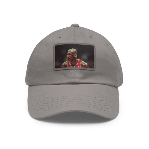 White cotton Chicago Bulls Legacy cap with light brown patch.