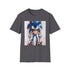 Sonic watercolor graphic on charcoal cotton crew neck t-shirt