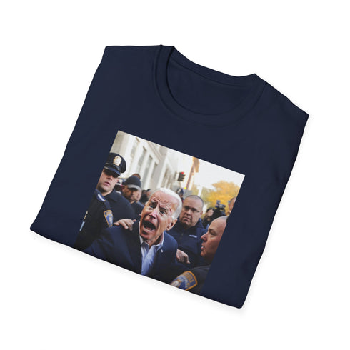 Charcoal cotton Joe Biden tee with vibrant watercolor artwork and regular fit