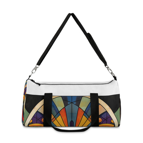 Art Deco inspired small duffel bag with retro roaring '20s patterns.