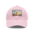 London Skyline Watercolor Baseball Cap in White with Light Brown Rectangle Patch