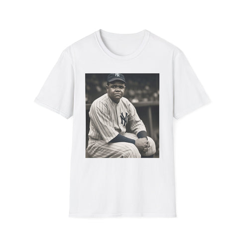 Charcoal cotton T-shirt featuring vibrant Babe Ruth watercolor design