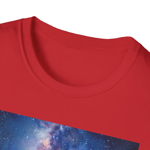 Charcoal cotton crew neck T-shirt with vibrant Milky Ways celestial design