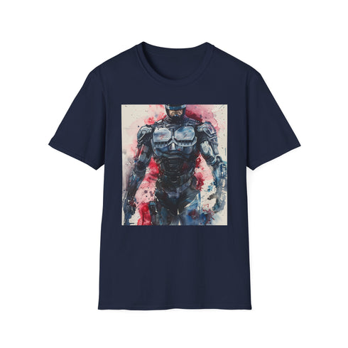 Charcoal cotton T-shirt with RoboCop graphic for men and women
